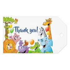 Thank You Gift Ideas For Birthday Party Safari Jungle With Smiling Animals Thank You Gift Tags Zazzle Com In 2020 Gift Tags Gift Tags Birthday Smiling Animals