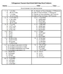 Pythagorean Theorem Real World Multi Step Word Problems W Word Problems Multi Step Word Problems Pythagorean Theorem