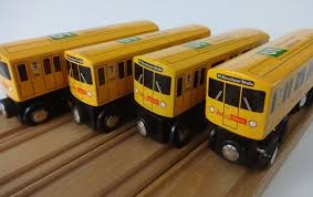 Miniature Wooden Subway Berlin U2 Waggons