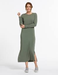 Wrapping maxi skirt secures via two adjustable ties at the waist. Solbari Long Sleeve Maxi Dress Upf50 Fabric Sun Protective Dress Solbari Usa