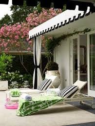 Black And White Striped Outdoor Awnings Here Comes The Sun Patio Outdoor Rooms Outdoor