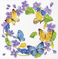 Pre printed cross stitch patterns. Pre Printed Cross Stitch Kit Summer Wreath Needleart World 14 Count Aida 5 5 St Cm With White Background Needleart World Pre Printed Ladybird Cross Stitch Kits The Stitch Company