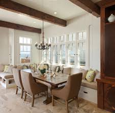 San Diego Pink Bench Cushion Dining Room Beach Style With Board And Batten Traditional Kitchen Islands Carts White