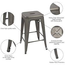 24 bar stools for sale Furniwell 24 Inches Metal Bar Stools High Backless Indoor Outdoor Coun