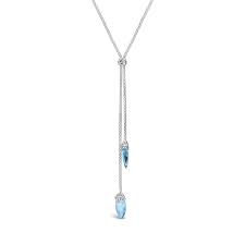 • tips how to tie lariats: Charles Krypell Sterling Silver Sky Blue Topaz Lariat Necklace