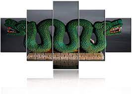 Check spelling or type a new query. Amazon Com Wall Art For Living Room Quetzalcoatl God Pictures Green Snake Painting Multi Panel Printed On Canvas Indigenous Cultures Artwork Home Modern Decor Gallery Wrapped Framed Ready To Hang 60 Wx32 H Posters Prints