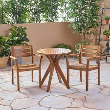 Addison Outdoor 3 Piece Acacia Wood Bistro Set Bistro Set Outdoor Bistro Set Acacia Wood