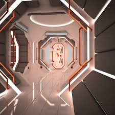 Futuristic Corridor Interior Scene 3d Model Spaceship Interior Futuristic Sci Fi