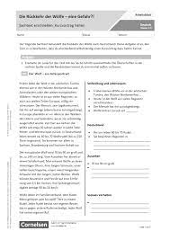 Check spelling or type a new query. Die Ruckkehr Der Wolfe Eine Gefahr Sachtext Erschliessen Kurzvortrag Halten Arbeitsblatt Mit Losungen Cornelsen