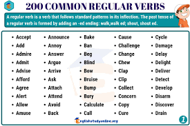 200 Important Regular Verbs Definition And Regular Verbs List English Study Online Regular Verbs Verbs List English Verbs