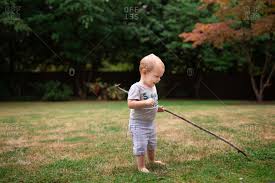 The yard boy, corey smith, is a sole proprietorship that provides first class lawn. Toddler Boy Playing With Long Stick In The Yard Stock Photo Offset