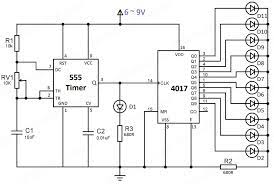 How to use ic 4017 / cd4017 in a circuit? Led Chaser Using 4017 Counter And 555 Timer