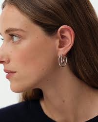 Femme Boucles D'oreilles Clef De Sol Argent 925