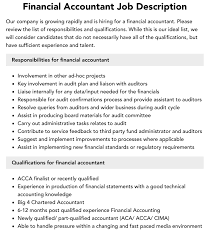 Financial Accountant Job Description | Velvet Jobs