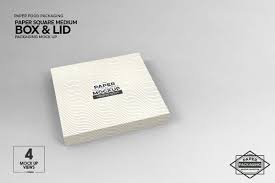 Medium Square Paper Box Lid Mockup Free Packaging Mockup Square Paper Paper Box