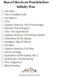 Movies To Watch Before Infinity War Printable Checklist Of Movies In Order Marvel Movies Marvel Movies List Infinity War