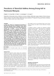 Wide variations in rates of asthma prevalence, morbidity and mortality have been described among caucasian populations in developed countries. Pdf Prevalence Of Bronchial Asthma Among Orang Asli In Peninsular Malaysia Yvonne Lim Ai Lian Academia Edu