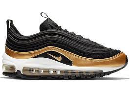 Nike's legendary designer, tinker hatfield, originally got hired by nike as a corporate architect. Nike Air Max 97 Black Metallic Gold Gs 921522 014