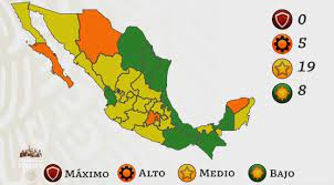 En color rojo (máximo riesgo de contagio) estarán 13 estados: Mexico Se Pinta De Amarillo En El Semaforo Por Covid Y Un Cuarto Del Pais Ya Esta En Color Verde