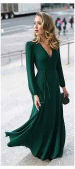 30 Dresses In 30 Days Fall Winter 2017 Black Tie Wedding Long Sleeve Green Dress Formal Longsl In 2020 Black Tie Wedding Guests V Neck Prom Dresses Classy Dress