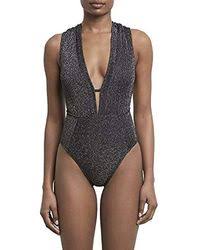 Kenneth Cole Plunge Front Cap Sleeve One Piece Swimsuit In