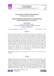 With an estimated population of 939,112 as of 2018, it is the 16th most populous city in indonesia and the most populous city on the west coast of sumatra. Pdf An Analysis Of Preposition Errors The Case Of In On And At