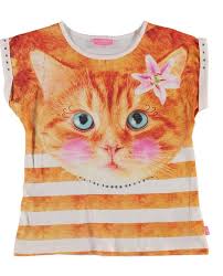 Lc Waikiki Turuncu Kedi Desenli Kiz Cocuk Tisort Modeli Kizlar Tisort Modelleri Moda