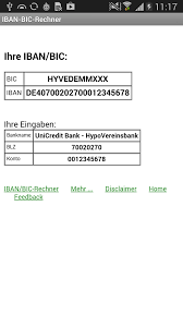 The iban tool enables individual iban calculations of conventional bank account numbers from switzerland and liechtenstein. Iban Bic Rechner Android App Download Chip