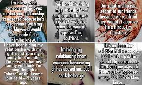 These days, there isn't a cure for mesothelioma. Ssh People Reveal Why They Ve Kept Their Relationships A Secret From Friends And Family Daily Mail Online