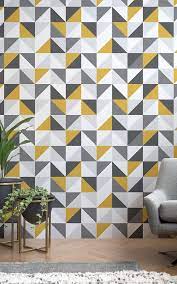 Yellow Gray Abstract Geometric Wallpaper Mural Hovia Geometric Pattern Wallpaper Geometric Wallpaper Murals Geometric Wallpaper