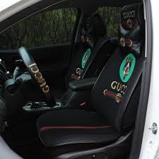 401 52 Icesilk Leather Gucci Puppy Car Seat Covers Universal Pads Seat Cushions 9pcs Black Green Car Seats Puppy Car Seat Carseat Cover