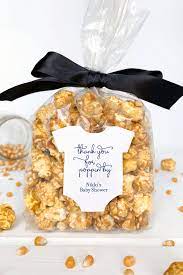 Baby Shower Thanks For Popping By Favor Labels These Adorable Baby Shower Stickers Are Shape Baby Shower Popcorn Popcorn Baby Shower Favors Baby Shower Labels