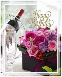 Wishing you every joy & happiness on your birthday & throughout the year. Happy Birthday Wine And Flowers Happy Birthday Wishes Cards Happy Birthday Flower Birthday Blessings