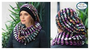 Trendy Beret And Cowl W Alize Angora Gold Superlana Maxi Multi Color Crochet Hats Crochet Knitting Videos
