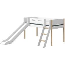 Flexa classic pfosten für mittelhohes bett weiß. Mittelhohes Bett 200x90cm Gerade Leiterrutsche Nor Flexa Eiche Weiss Abitare Kids De Breuyn