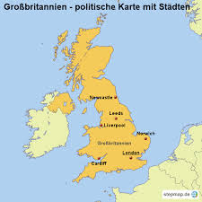 Liste aller pois in diesem staat ansehen. Stepmap Landkarte Grossbritannien Politische Karte Mit Stadten Landkarte Fur Grossbritannien