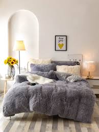 A wide variety of grey bedding options are available to you, such as. Solid Plush Shaggy Bedding Set Without Filler Shein Usa