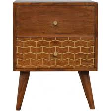 These wooden (mostly solid wood) bedside tables will fit perfectly in your bedroom and match with most interior styles! Octavia Gold Pattern Two Drawer Bedside Table