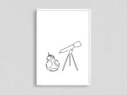 Bb 8 Star Wars Minimalist Line Drawing Bb8 Starwar Gift Room Decor Poster Starwars Modern Wall Art Sketch Print Star Wars Wall Art Star Wars Prints Drawing Stars