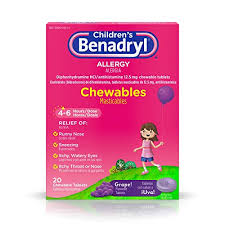 Children S Benadryl Allergy Chewables With Diphenhydramine Hcl Antihistamine Grape Flavor 20 Count Pack Of 1 On Galleon Philippines
