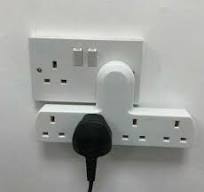 4 Gang Extension Socket Multi Plug (No cable) 4 Way 13a Mains Power Adaptor