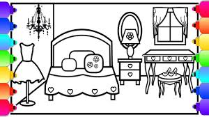 Learn To Draw A Girls Bedroom With Glitter And Markers Glitter Dollhou Coloring Pages Printable Coloring Printable Coloring Pages