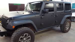 All jeep wrangler wraps are quite easy to install without air bubbles, and over time they can be taken off without damaging your vehicle's paint. Jeep Rubicon Matte Black Vinyl Wrap Youtube