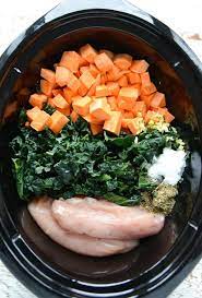Slow Cooker Chicken Kale And Sweet Potato Soup Real Food Whole Life Recipe Slow Cooker Chicken Healthy Real Food Recipes Healthy Crockpot