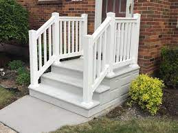 They also help the elderly move around safely without any assistance. Photo Gallery Precast Concrete Steps And Iron Vinyl Railing