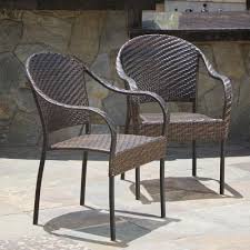 Noble House Sunset Multi Brown Tight Weave Wicker Outdoor Dining Chair Set Of Two 12409 The Home Depot Outdoor Wicker Chairs Wicker Patio Furniture Wicker Dining Tables