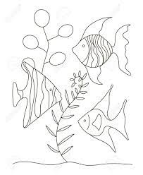 Free coloring pages with the algae for boys and girls. Hand Drawing Coloring Pages For Children And Adults A Beautiful Beautiful Coloring Book In A Linear Style For Creativity Antistress Coloring Book With Tropical Fish Algae Ocean Underwater World Royalty Free Cliparts