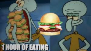 .at, the krabby patty, after learning that squidward has never eaten one before and in an attempt to prove to him that no one can resist loving a krabby the climax of the episode ends with squidward breaking into the vault of krabby patties before being discovered by spongebob who comes to the. Squidward Eats Krabby Patties For Around An Hour Youtube