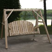 Menards 230 Backyard Creations Reg Cedar Log Swing And A Frame Rustic Outdoor Furniture Porch Swing With Stand Porch Swing