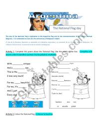 Dominican republic flag coloring page printable allprintable. Argentine S Flag Day Esl Worksheet By Shoedame